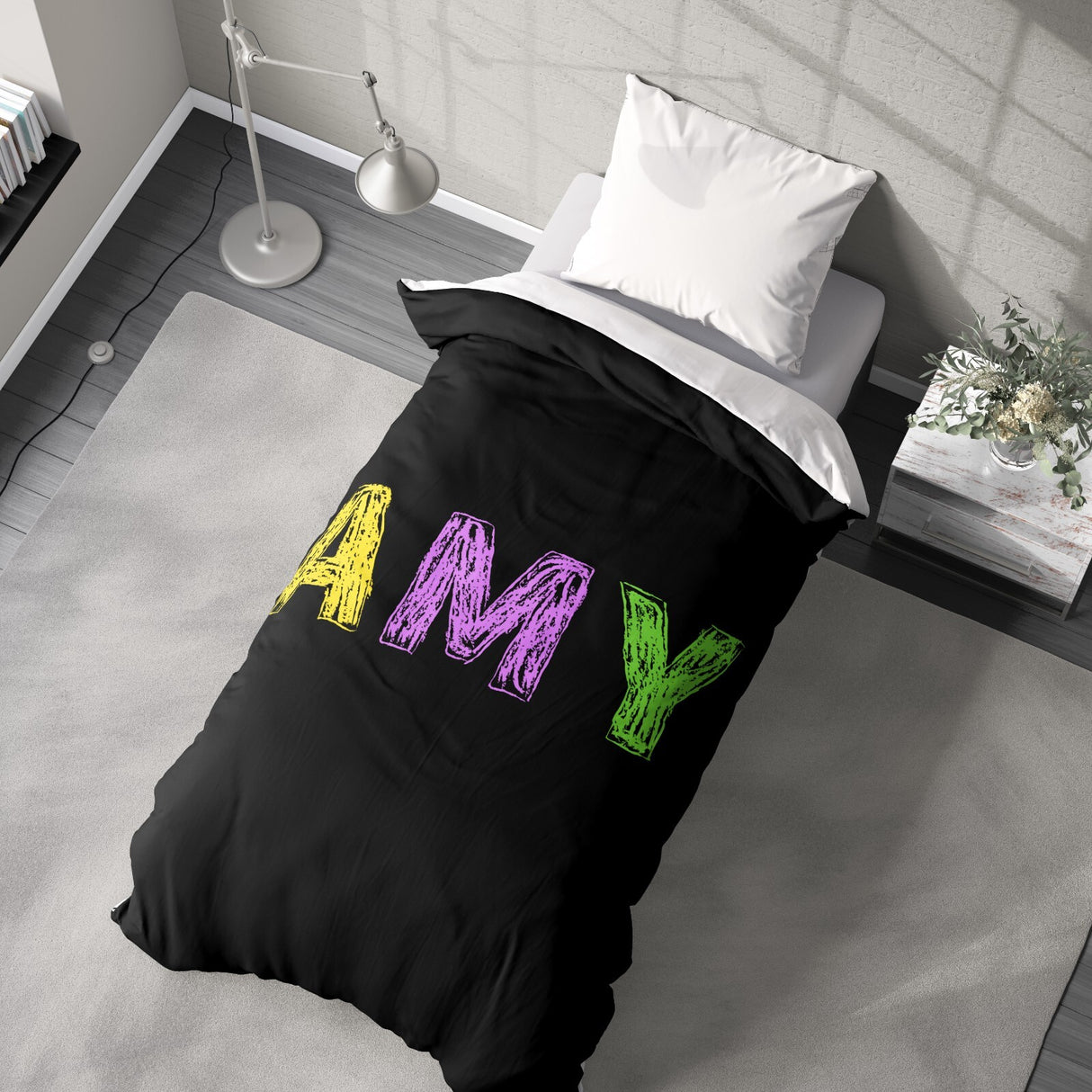 Personalised Any Name Colourful Crayon Soft Single Size Novelty Bed Duvet Cover