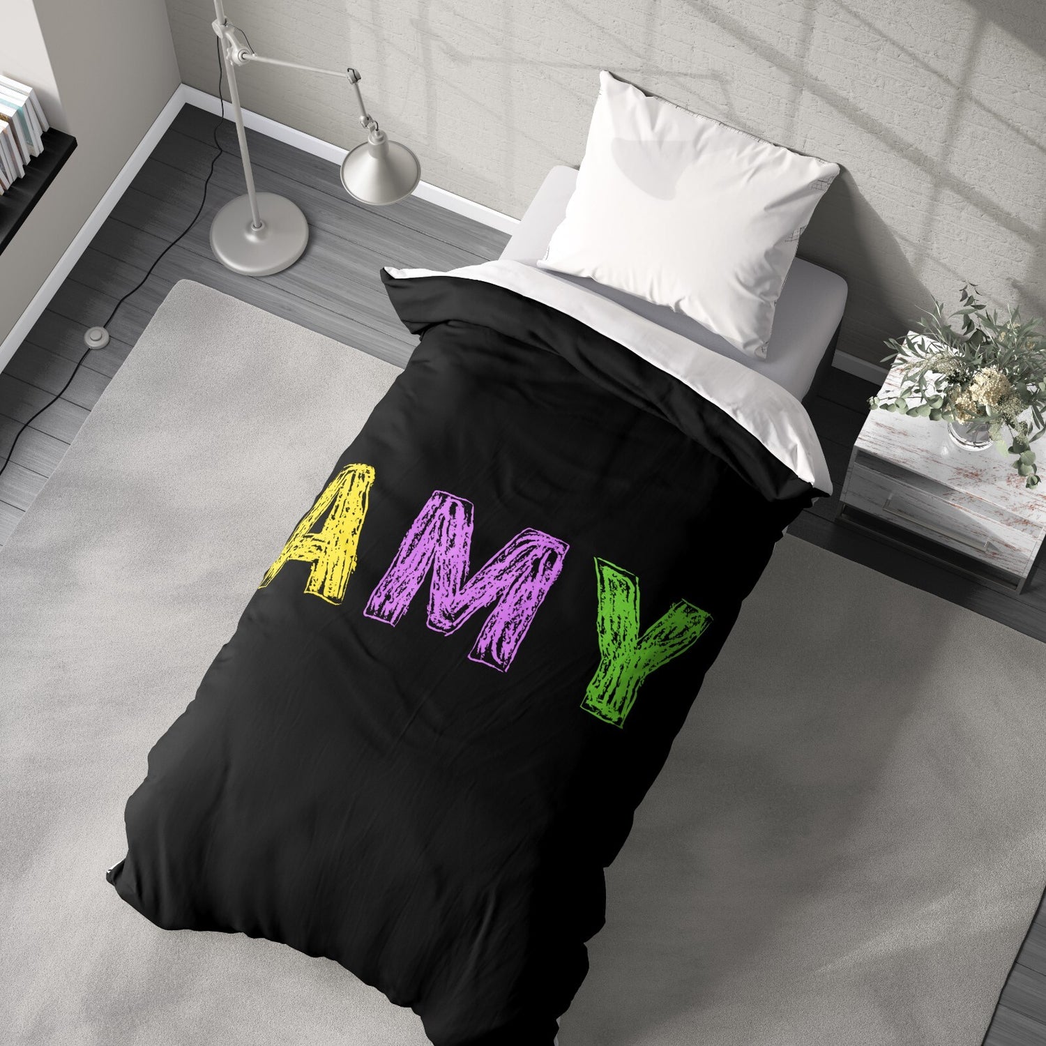 Personalised Any Name Colourful Crayon Soft Single Size Novelty Bed Duvet Cover