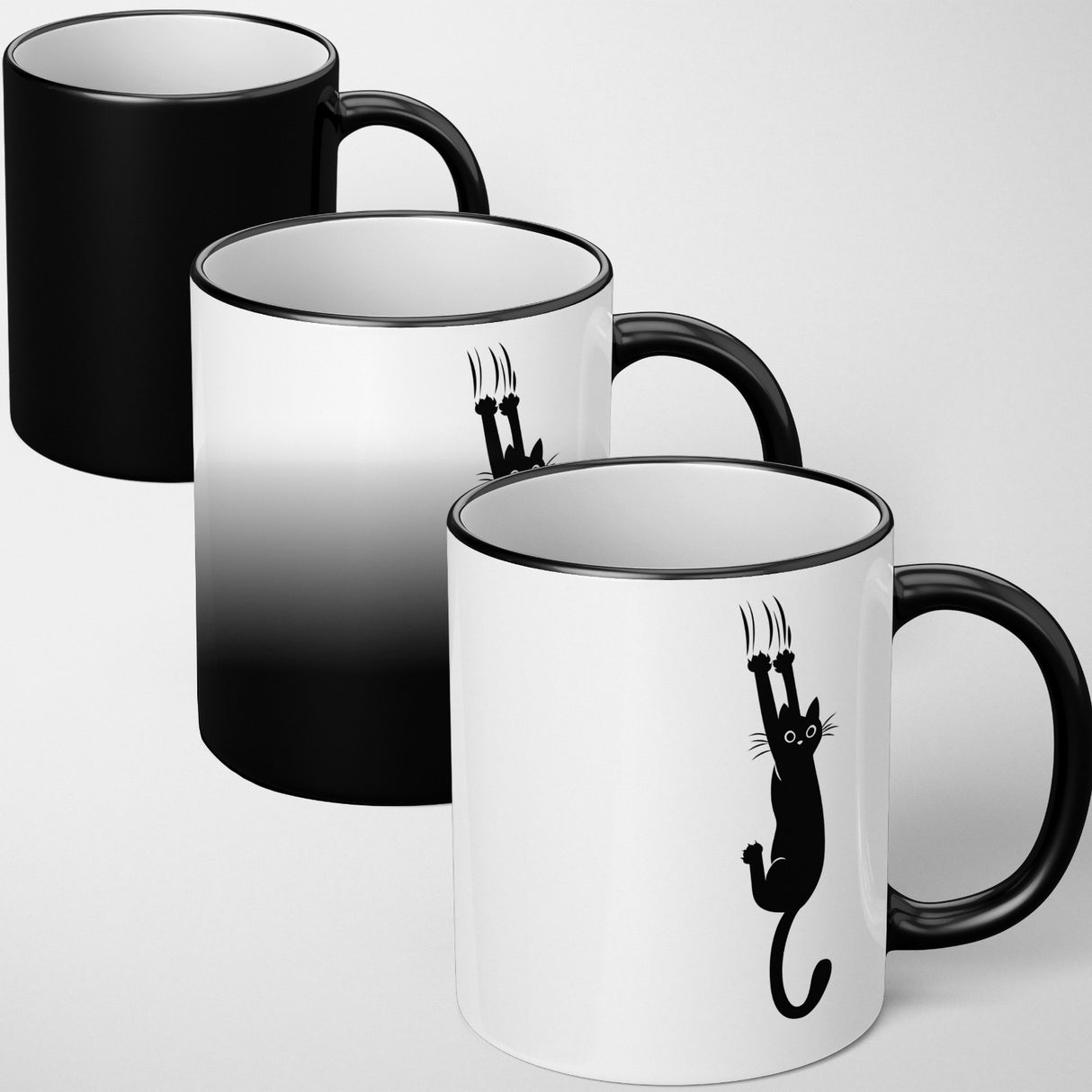 Black Cat Slipping Heat Sensitive Magic Colour Changing Mug Novelty Drink Cup