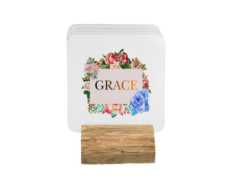 Personalised Name Floral Border Coffee Tea Mug Gift 11oz Mug + Coaster