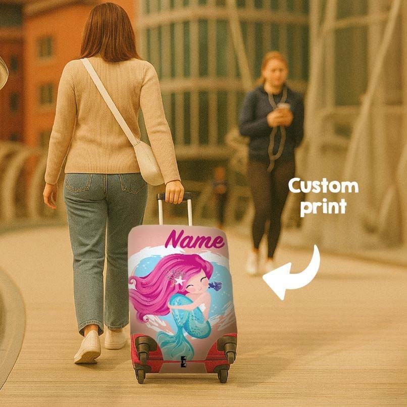 Mermaid Name Cute Girl Gift Custom Luggage Cover Personalise Suitcase Protector
