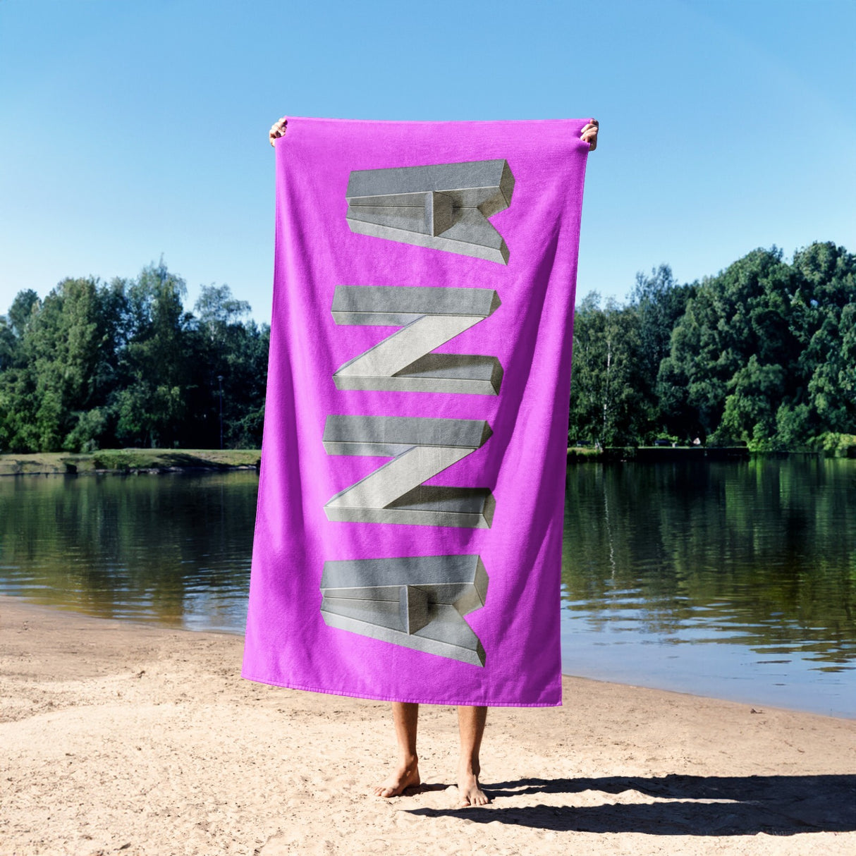 Personalised Geometal 3D Text Custom Coloured Absorbent Beach Bath Sheet Towel