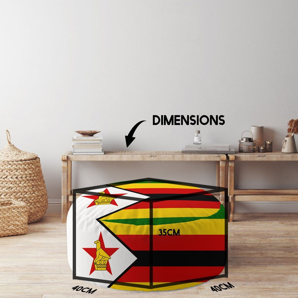 Zimbabwe Flag Patriotic Ottoman Filled Pouffe Footrest Washable Cover Custom
