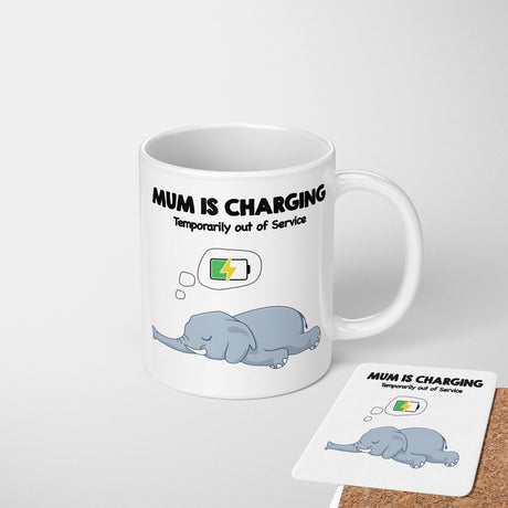 Mum Is Charging Funny Animal Mother Novelty Coffee Tea Mug Coaster Gift For Her