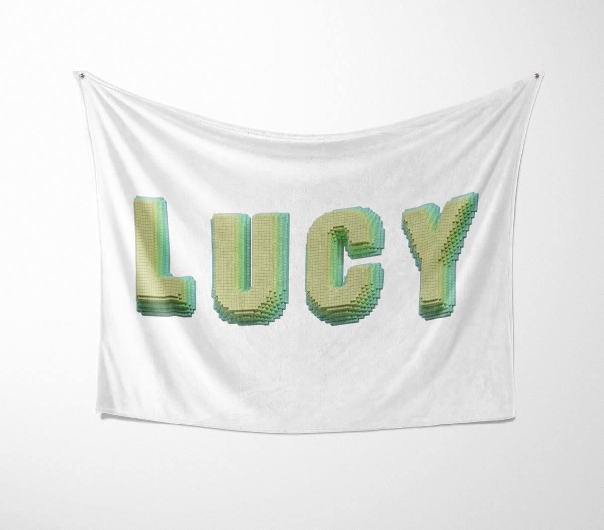 Personalised Any Name Bold Pixel 3D Novelty Soft Fleece Mink Blanket Gift Decor