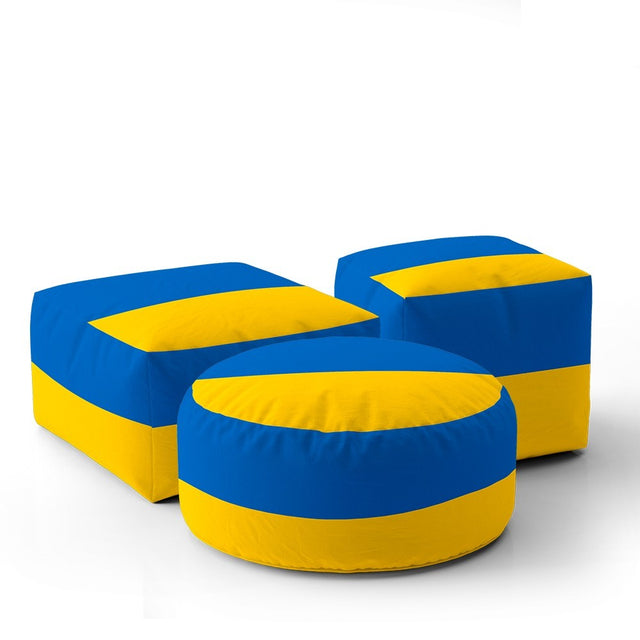 Ukraine Flag Patriotic Ottoman Filled Pouffe Footrest Washable Cover Custom Gift