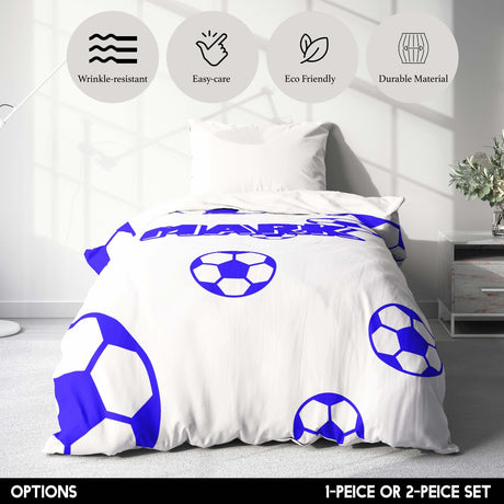 Personalised Custom Name Colour Football Fan Single Bed Duvet Cover + Pillowcase