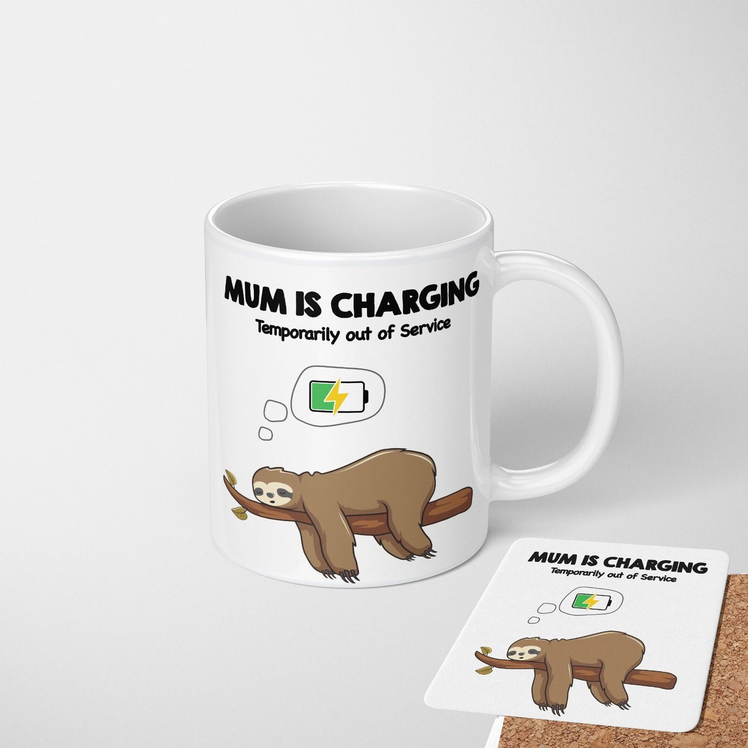 Mum Is Charging Funny Animal Mother Novelty Coffee Tea Mug Coaster Gift For Her
