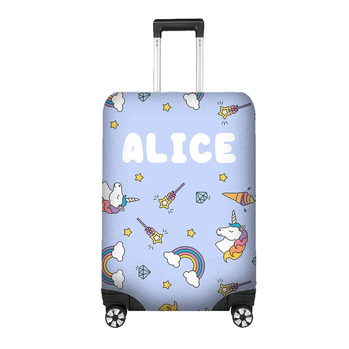 Unicorn Ice Cream Name Gift Custom Luggage Cover Personalise Suitcase Protector