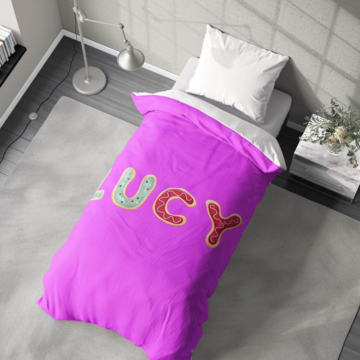 Personalised Any Name Cookie Alphabet Soft Single Size Novelty Bed Duvet Cover