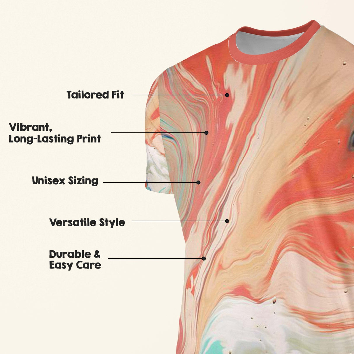 Liquid Marble Design Custom All-Over Printed T-Shirt Choose Colour Unisex Tee