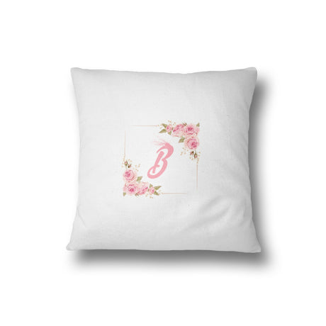 Floral Roses Square Border Initial Filled Cushion Bedroom Decoration