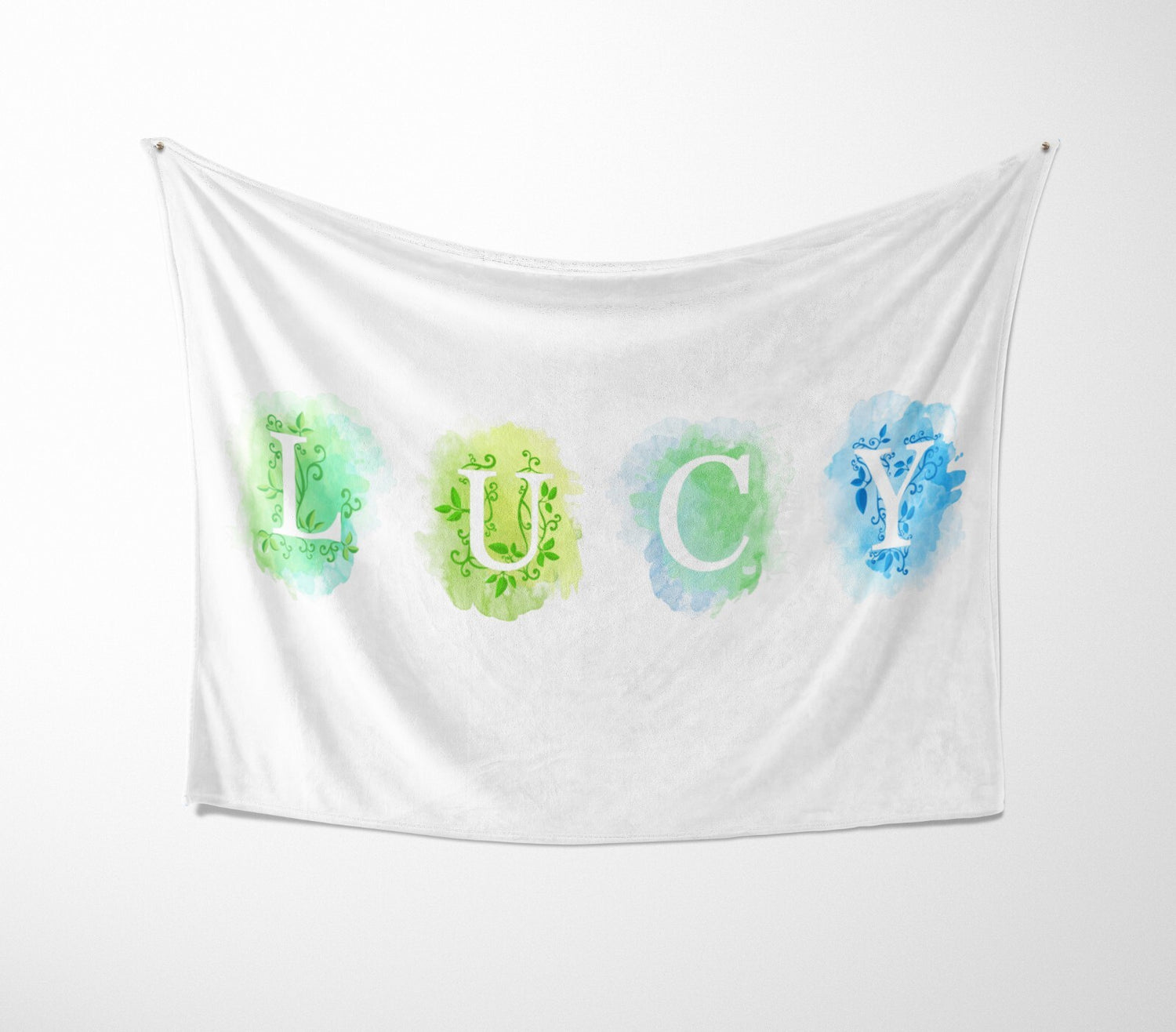 Personalised Name Watercolour Letter Novelty Soft Fleece Mink Blanket Gift Decor