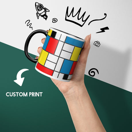 Piet Mondrian Design Heat Sensitive Magic Colour Changing Mug Novelty Drink Cup