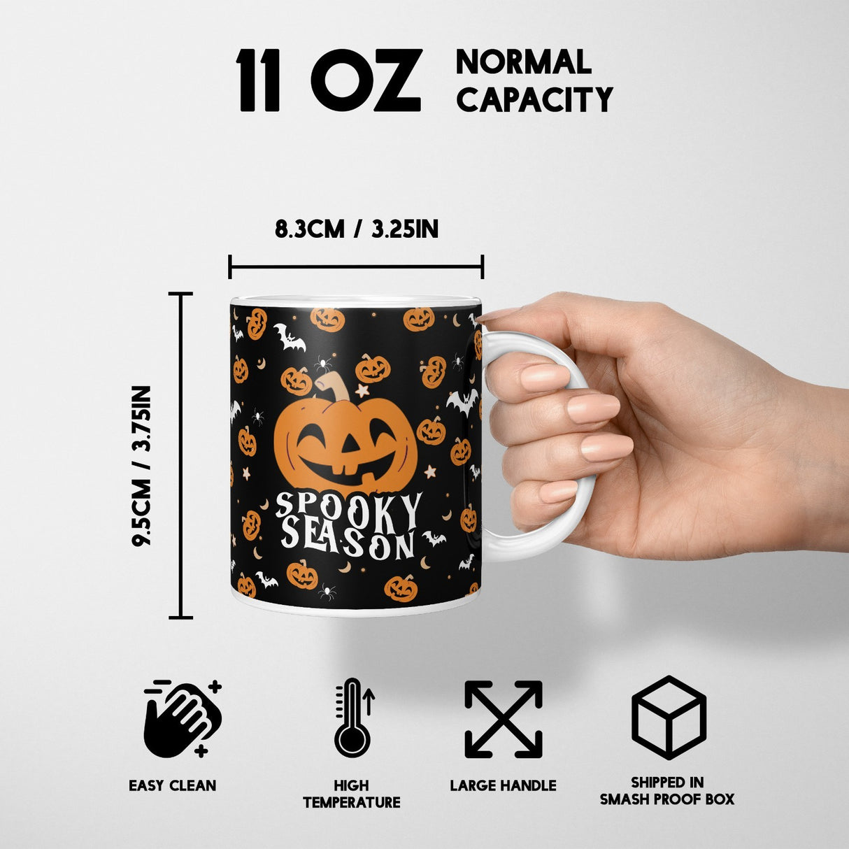 Halloween Spooky Season Bats Custom Coffee Tea Mug Cup Coaster Gift Set Him Her