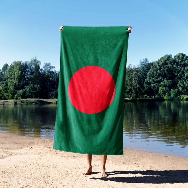 Bangladesh Flag Towel Highly Absorbent Beach Bath Sheet Custom Made Soft Gift