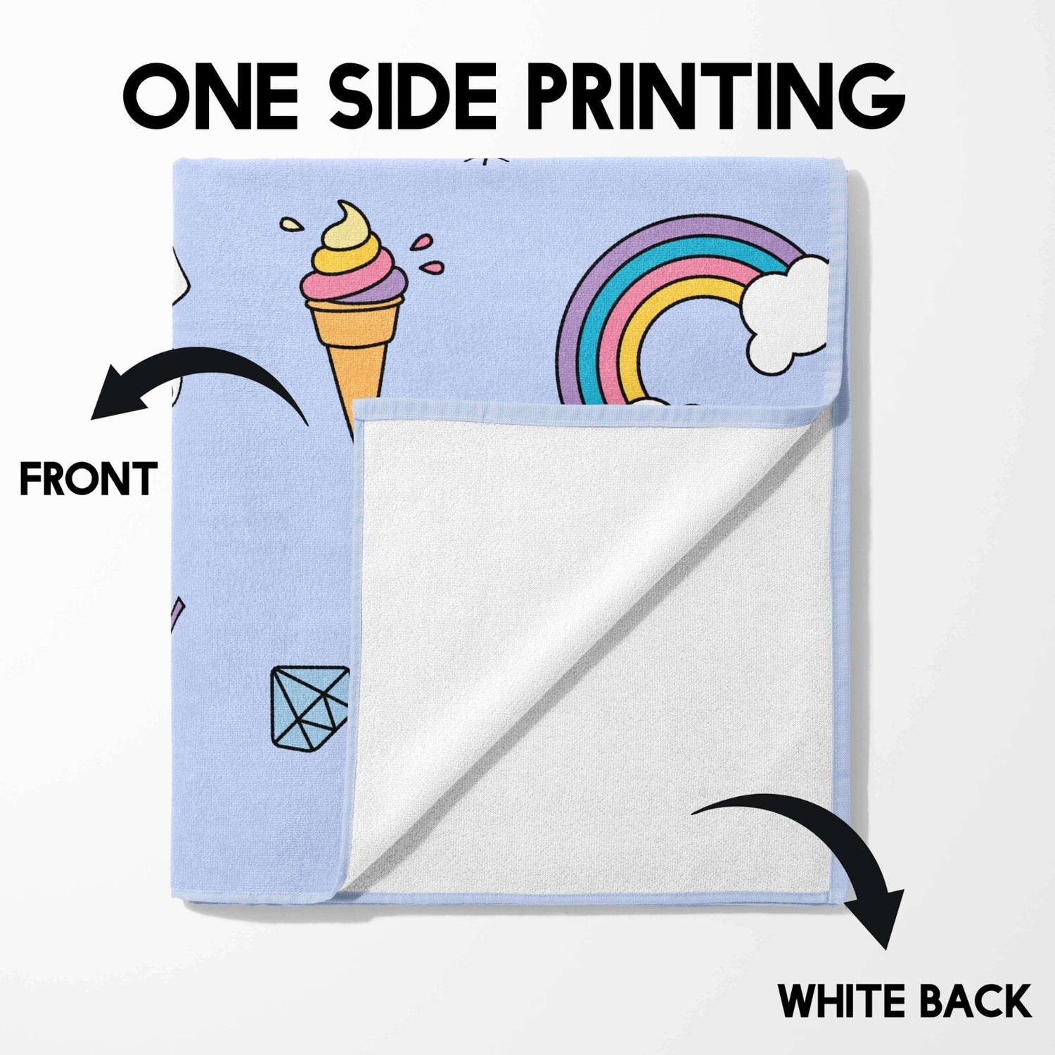 Personalised Custom Name Unicorn Ice Cream Soft Absorbent Beach Bath Sheet Towel