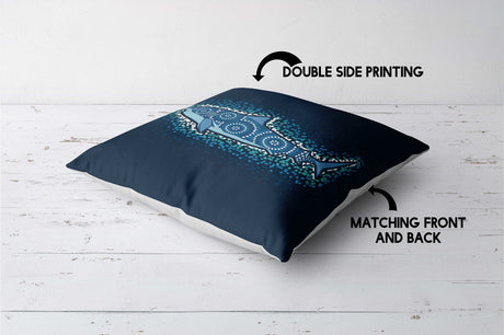 Custom Made Shark Ocean Sea Blue Design Print Square Fill Zipped Cushion Throw