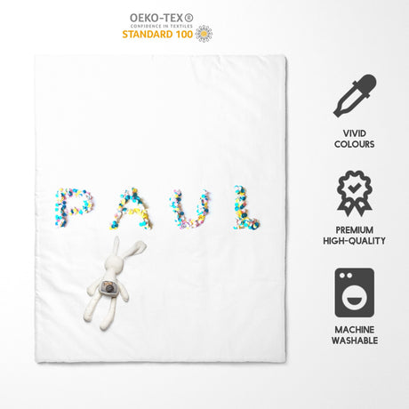 Personalised Name Confetti Font Toddler Cot Bedding Duvet Cover + Pillowcase