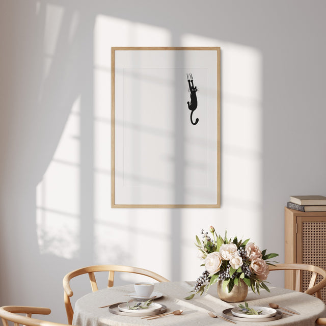 Personalised Black Cat Slipping Custom Wall Art Poster Quantity Print Decor