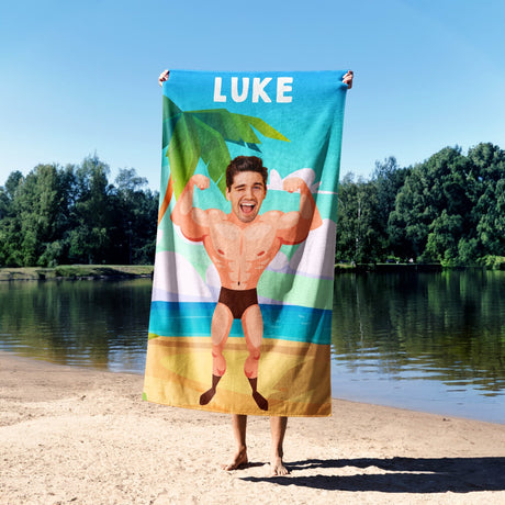 Funny Personalised Photo Name Upload Swimwear Body Beach Bath Sheet Hand Towel
