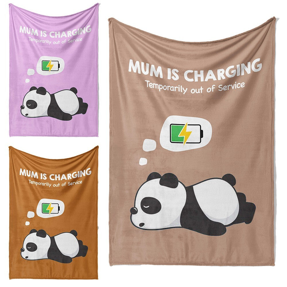 Mum Is Charging Funny Animal Novelty Warm Fleece Memory Blanket Throw Decoration