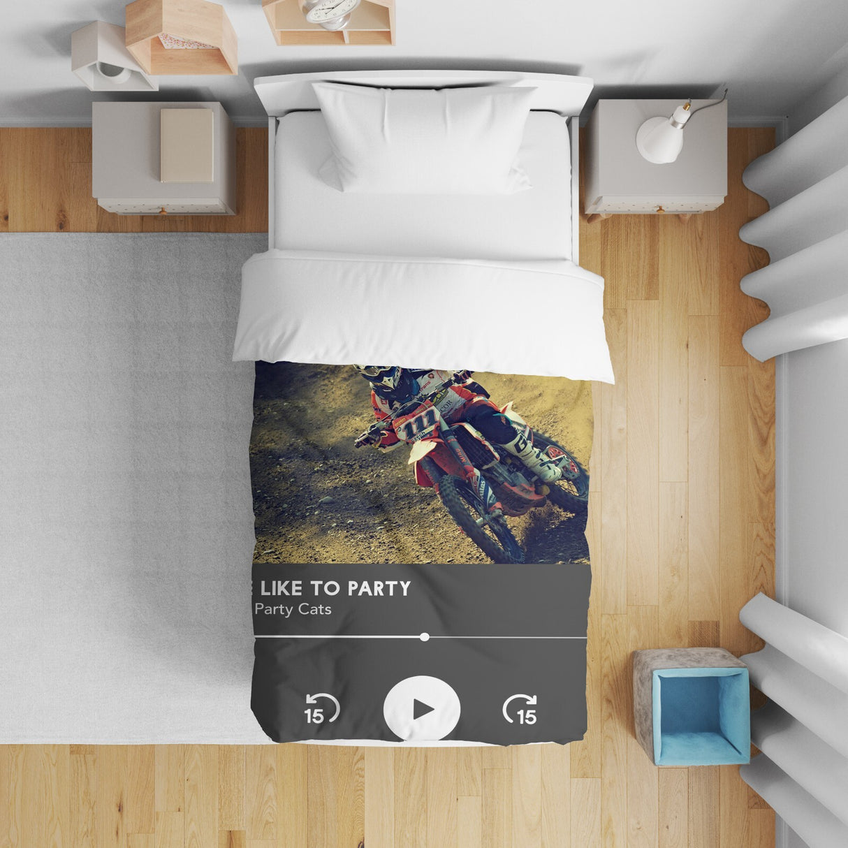 Upload Your Photo Music Player Custom Toddler Cot Bed Duvet Cover + Pillowcase