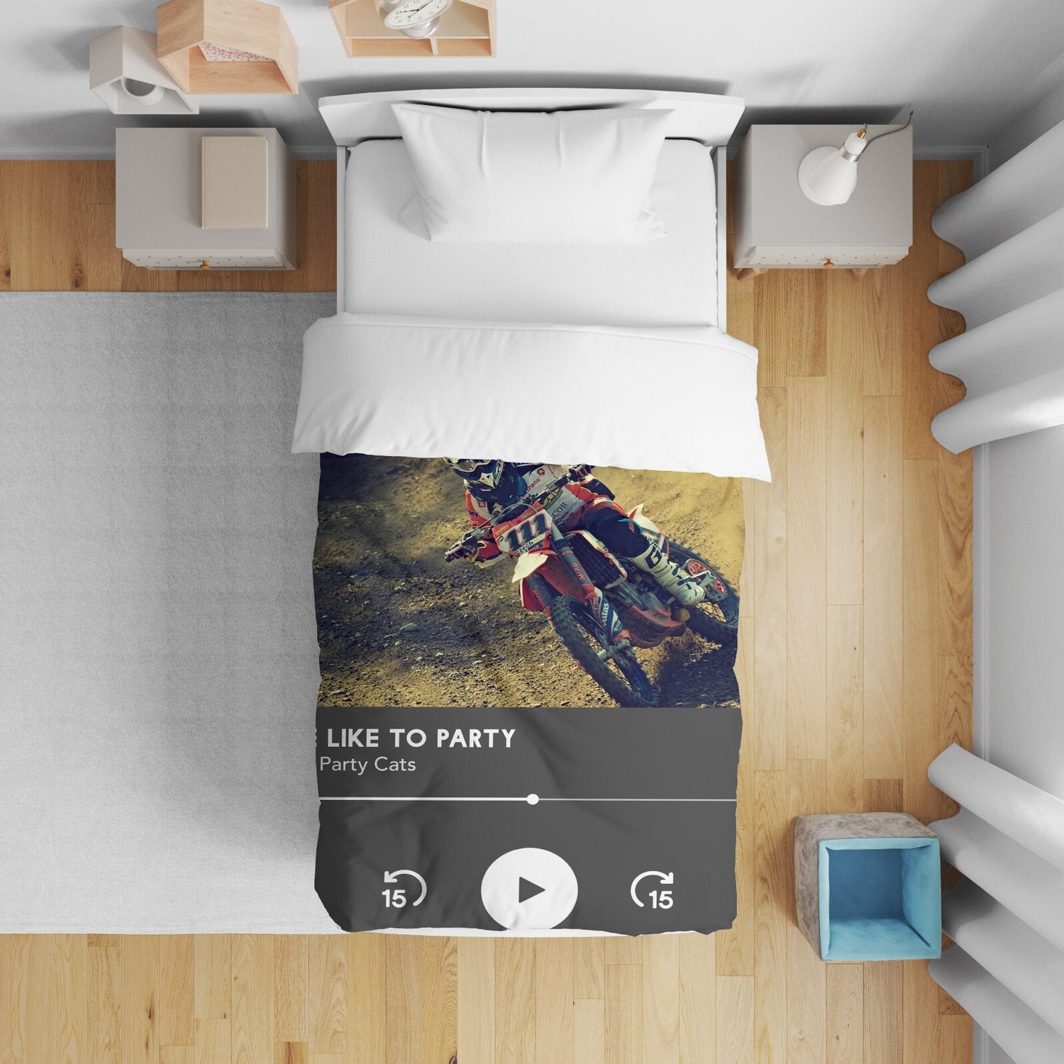 Upload Your Photo Music Player Custom Toddler Cot Bed Duvet Cover + Pillowcase