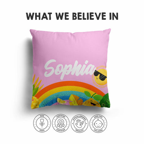 Personalised Custom Name + Colour Summer Tropic Square Fill Zipped Cushion Throw