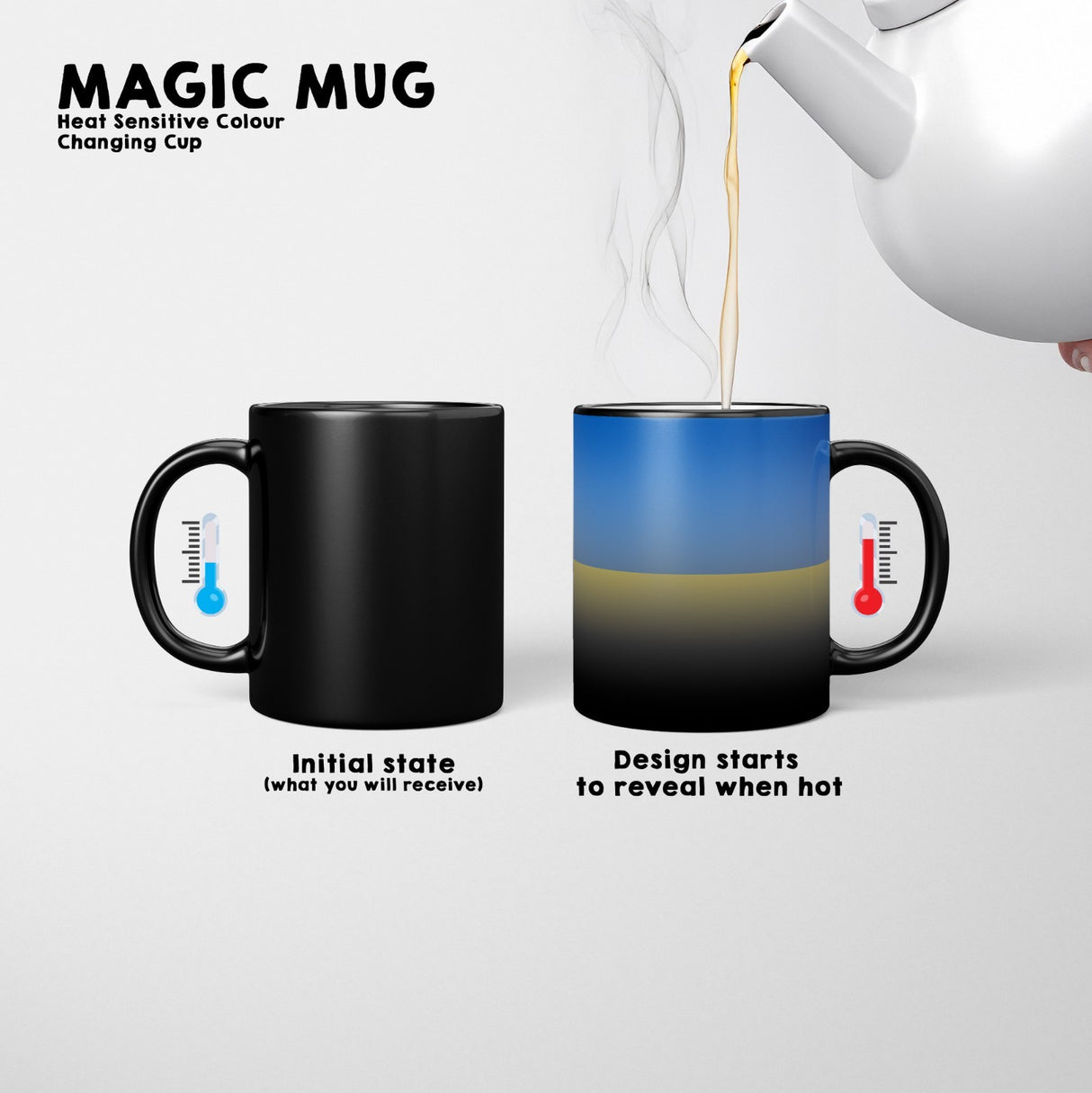 Ukraine Flag Design Tea Coffee Gift Heat Sensitive Magic Colour Changing Mug