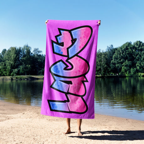 Personalised Any Name Urban Graffiti Coloured Absorbent Beach Bath Sheet Towel