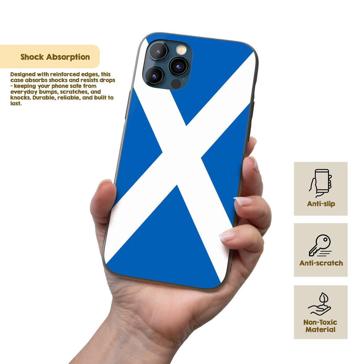 Scotland Flag Scottish Cross Custom Printed iPhone Protect Case Black TPU Cover