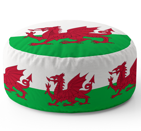 Wales Flag Welsh Dragon Ottoman Filled Pouffe Footrest Decor Inc Washable Cover