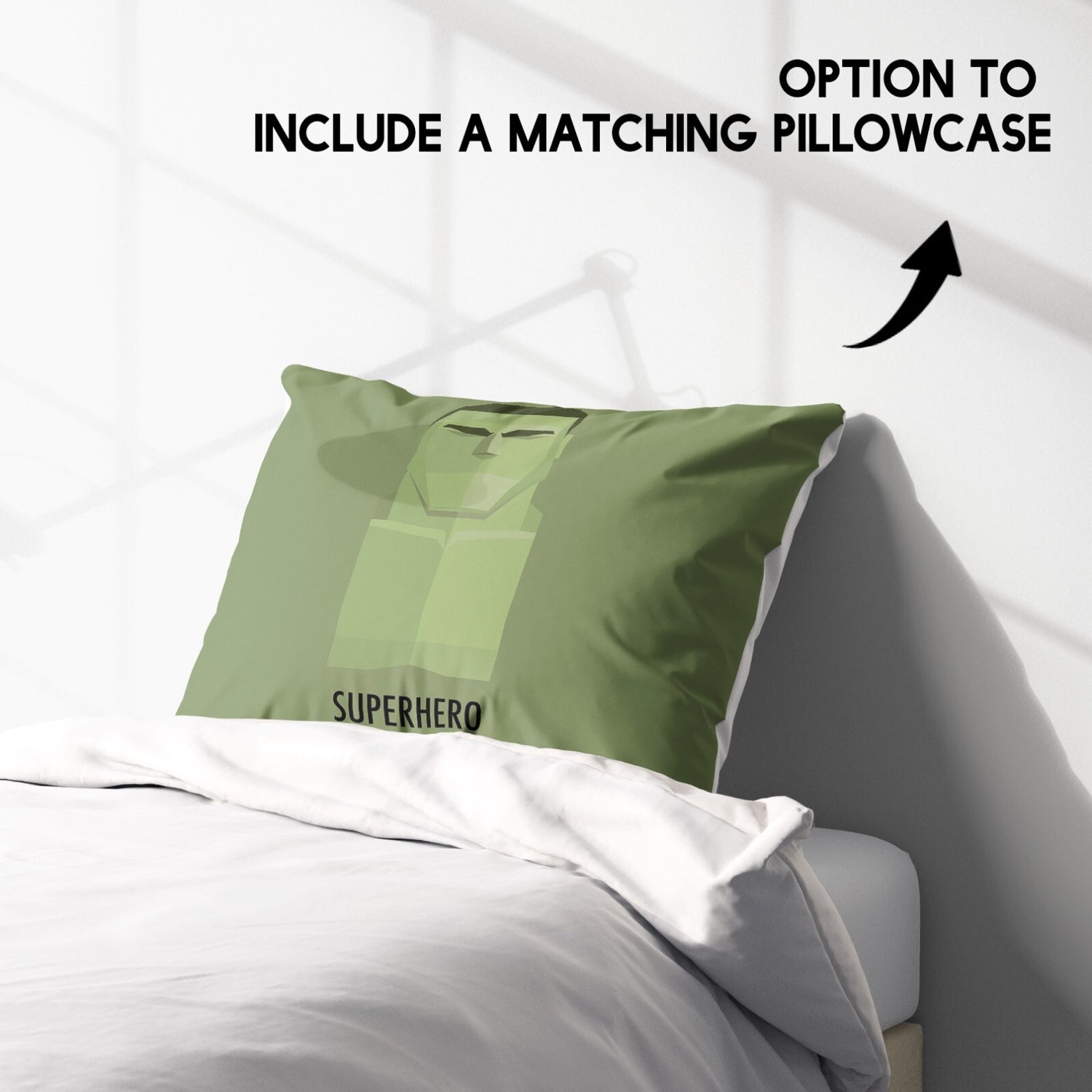 Superhero Personalised Name Custom Colour Single Bed Duvet Cover Pillowcase Set