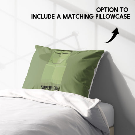 Superhero Personalised Name Custom Colour Single Bed Duvet Cover Pillowcase Set