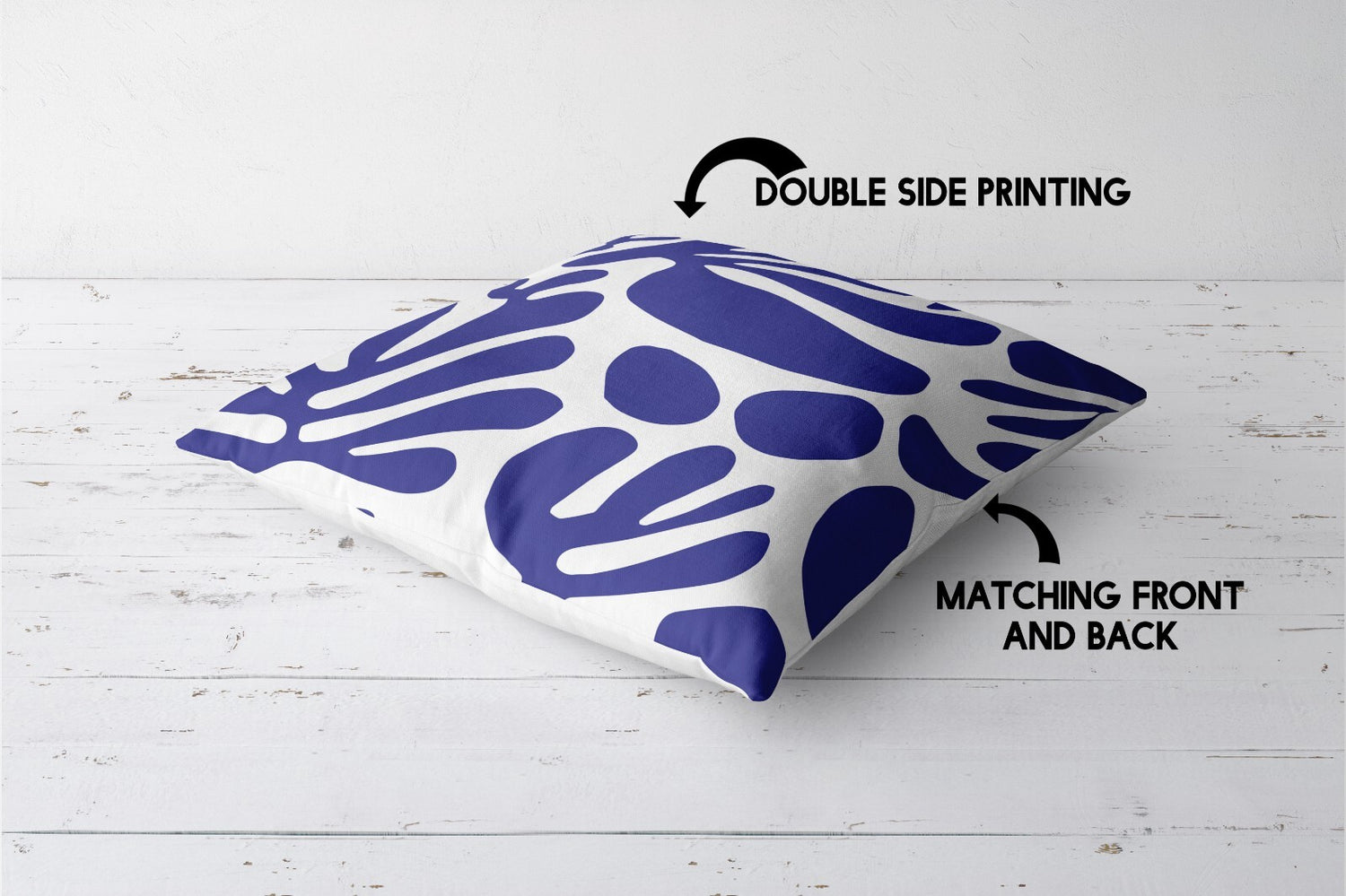 Blue Matisse Leaves Art Artists Custom Made Colour Novelty Square Filled Cushion