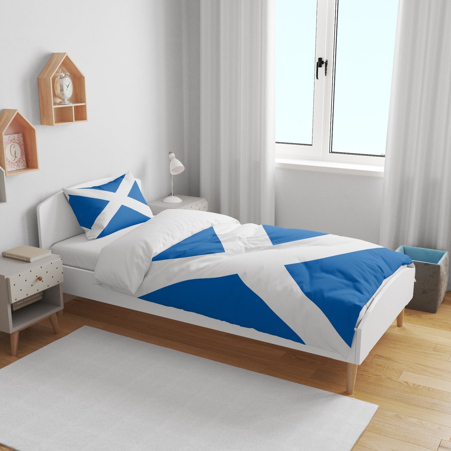 Scotland Flag Scottish Cross Custom Toddler Cot Bed Duvet Cover + Pillowcase