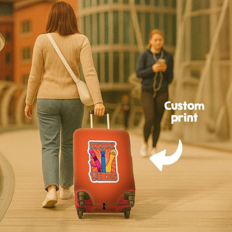 Happy Vibes Rude Funny Custom Luggage Cover Gift Personalised Suitcase Protector