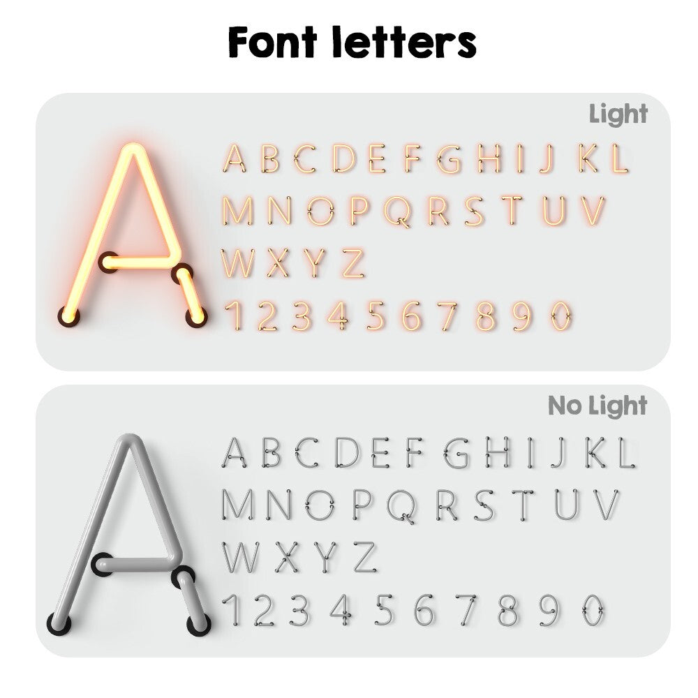 Personalised Neon Alphabet Novelty Print Soft Square Filled Cushion Throw Decor