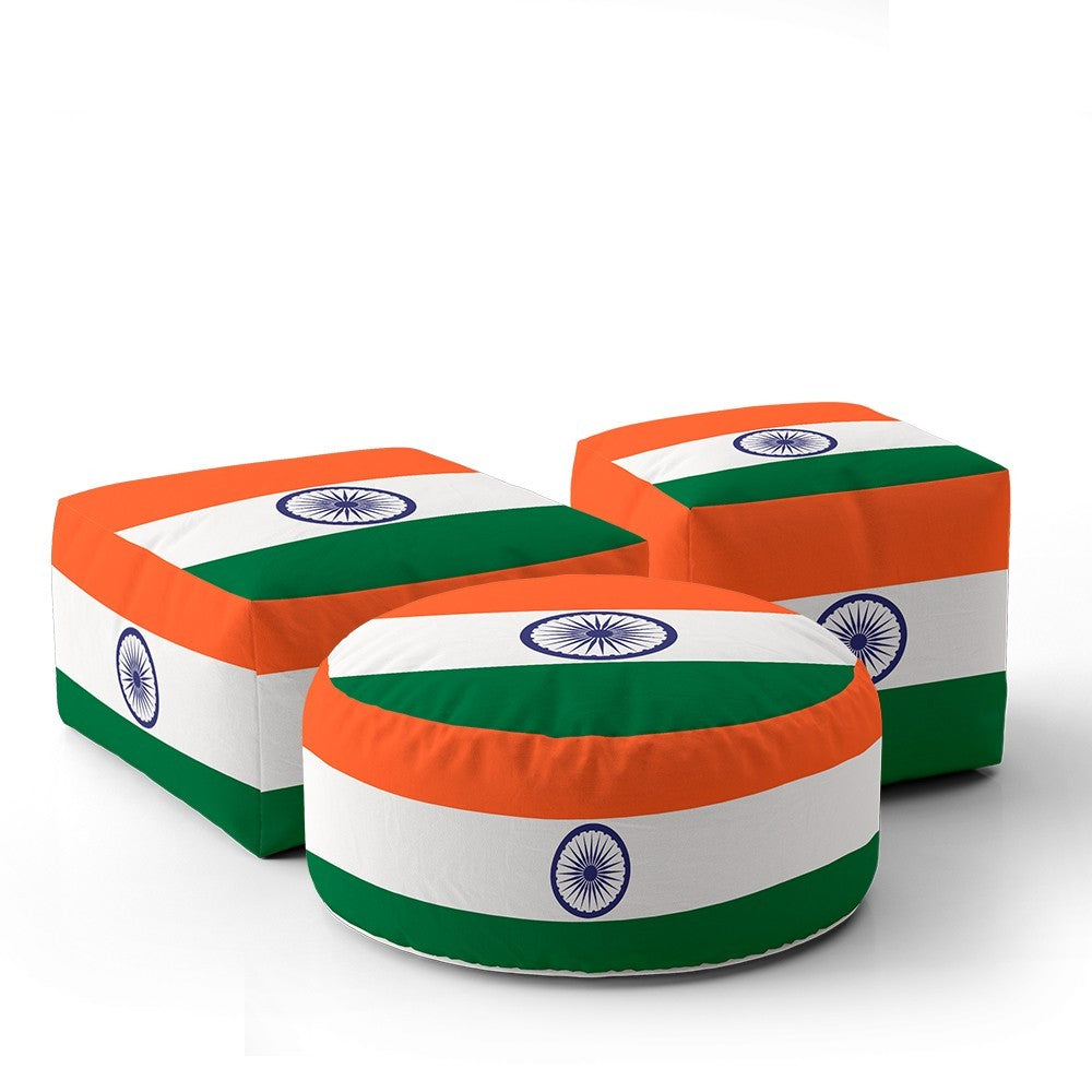 Indian Flag India Design Ottoman Filled Pouffe Footrest Washable Cover Custom