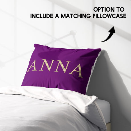 Personalised Any Name Vector Gold Font Soft Single Size Novelty Bed Duvet Cover