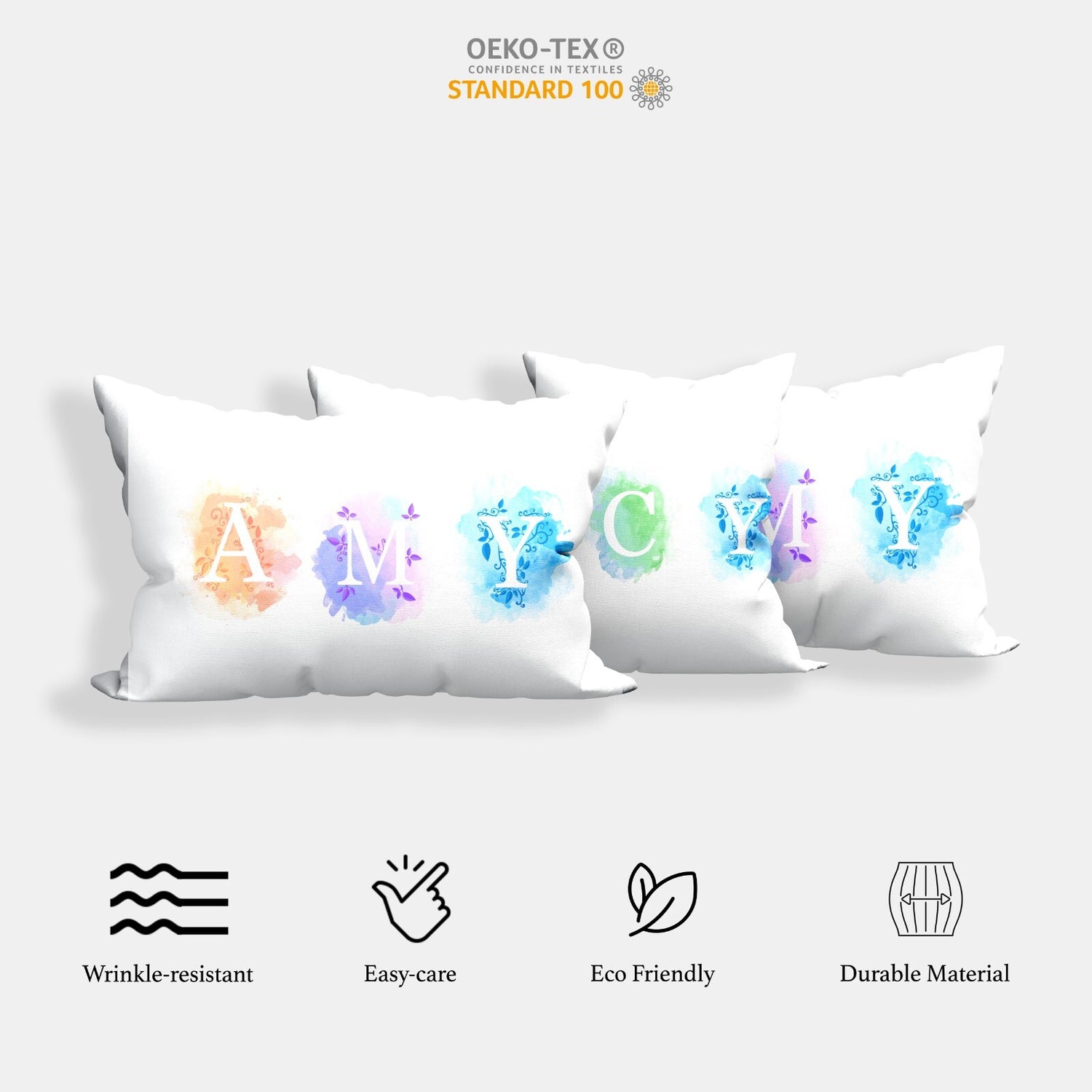 Personalised Watercolour Letters Font Customised Printed Soft Pillowcase Pillow