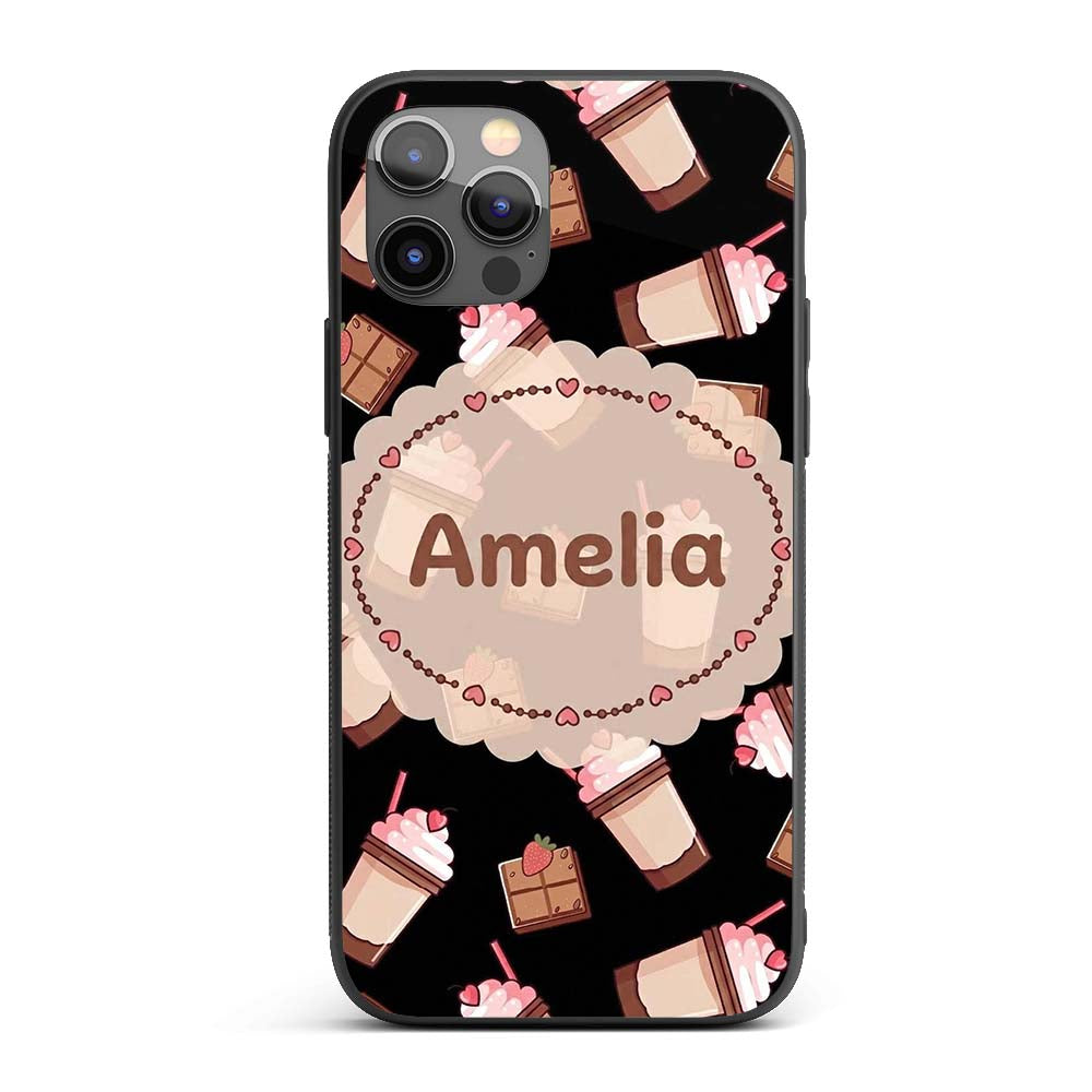 Cute Pink Donuts with Sprinkles and Happy Faces Custom Name Protective Phone Case Mobile Cover Durable Everyday Smartphone Shock Resistant