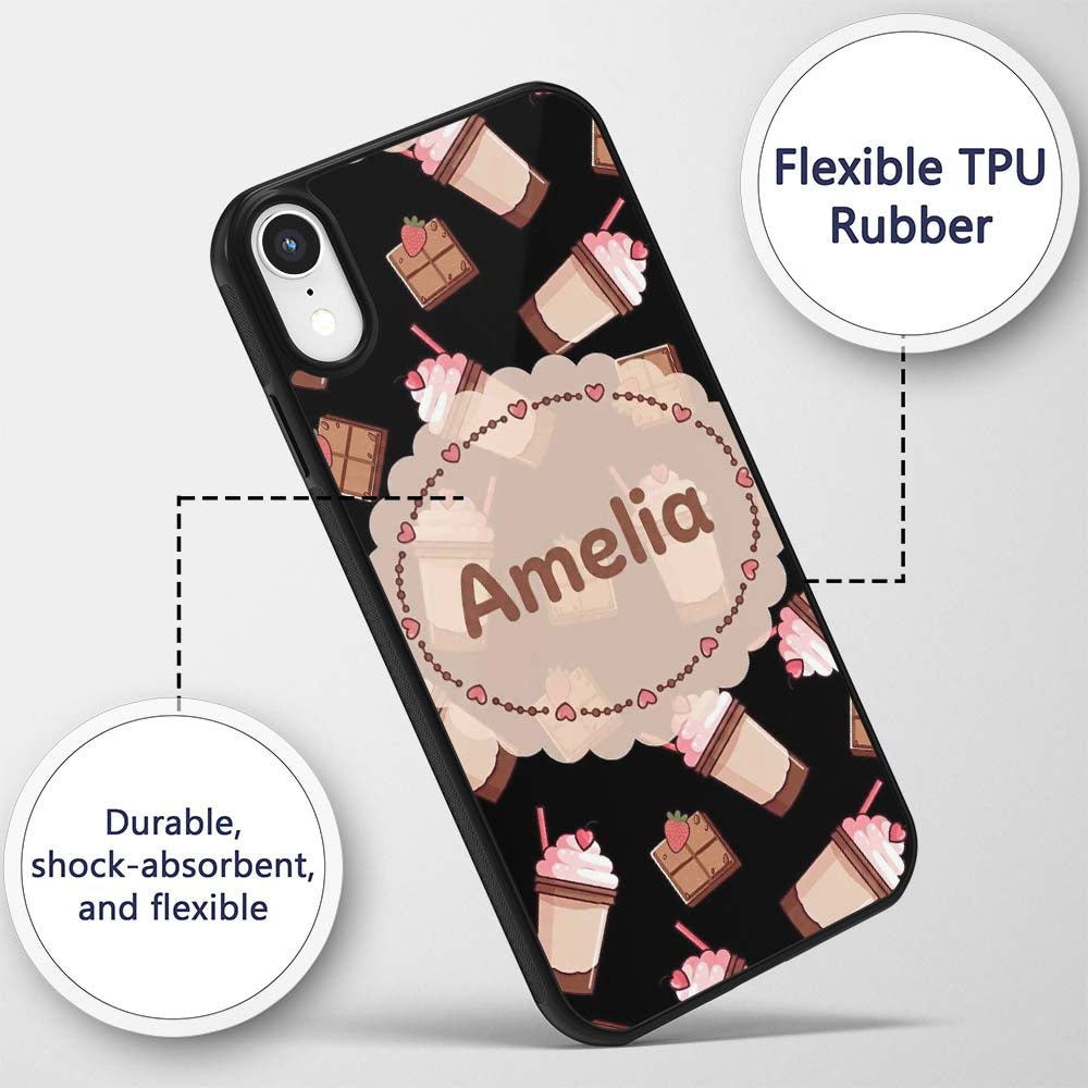 Cute Pink Donuts with Sprinkles and Happy Faces Custom Name Protective Phone Case Mobile Cover Durable Everyday Smartphone Shock Resistant