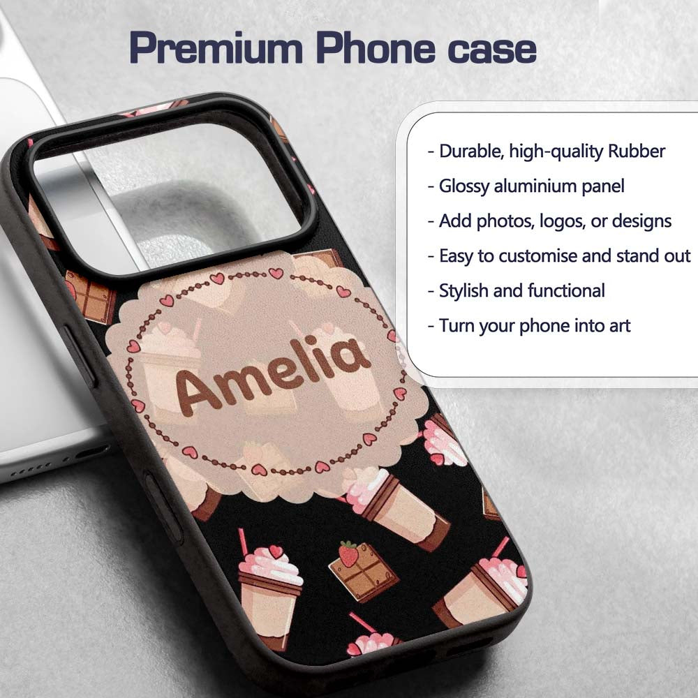Cute Pink Donuts with Sprinkles and Happy Faces Custom Name Protective Phone Case Mobile Cover Durable Everyday Smartphone Shock Resistant