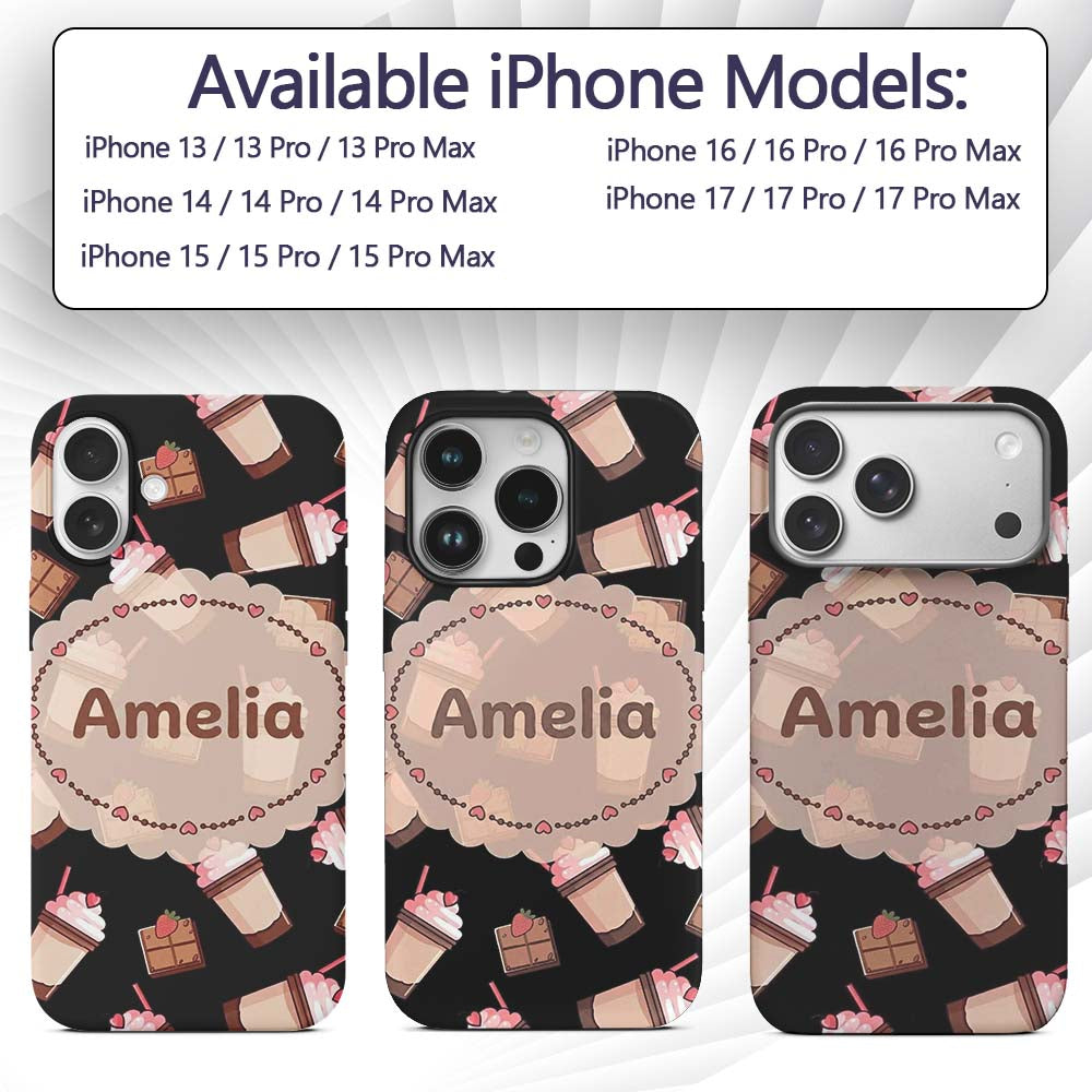 Cute Pink Donuts with Sprinkles and Happy Faces Custom Name Protective Phone Case Mobile Cover Durable Everyday Smartphone Shock Resistant
