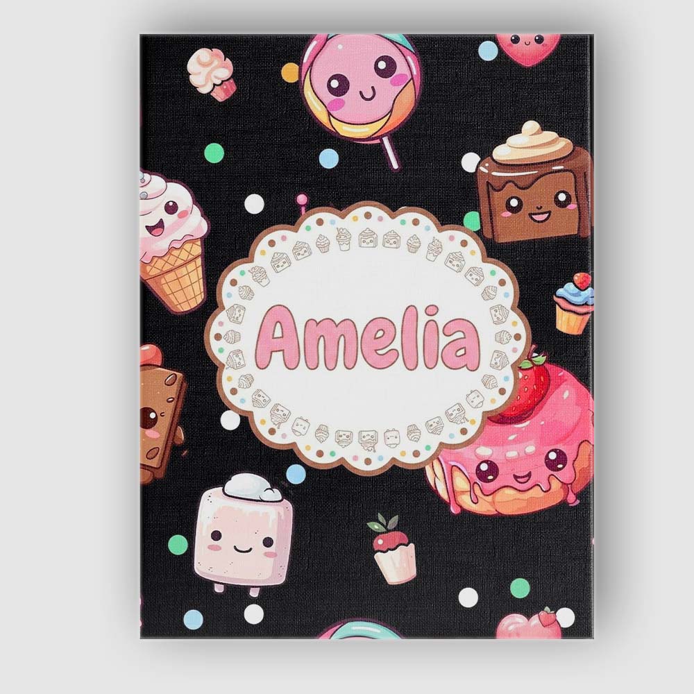 Personalised Name Cute Kawaii Desserts Custom Modern Room Accent Elegant Feature Canvas Wall Art Print Decor Picture Ready to Hang