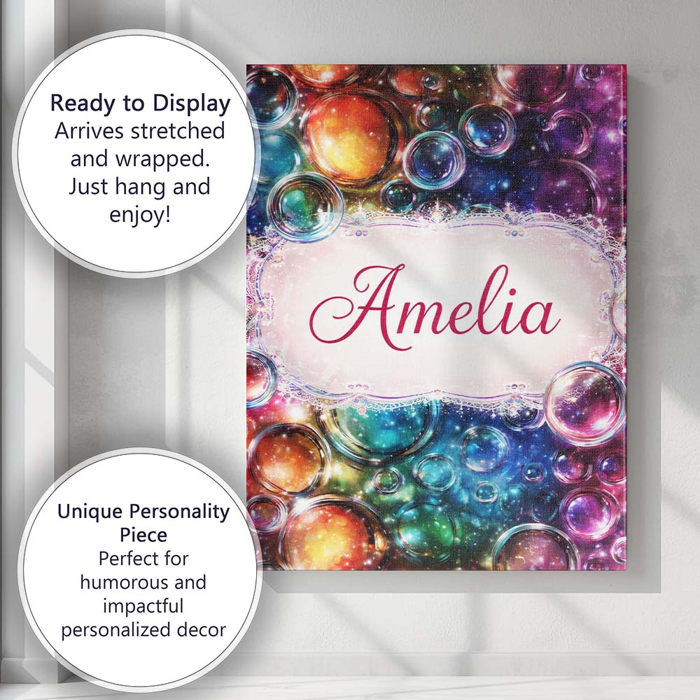 Personalised Name Vibrant Cosmic Bubble Abstract Seamless Pattern Custom Bespoke Canvas Wall Art Print Decor Picture Ready to Hang
