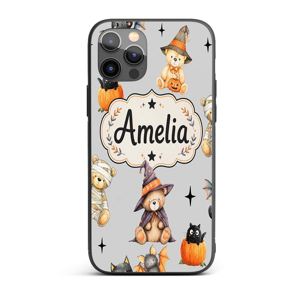 Cute Halloween Teddy Bears Mummy Printed Design Custom Name Protective Phone Case Mobile Cover Durable Everyday Smartphone Shock Resistant