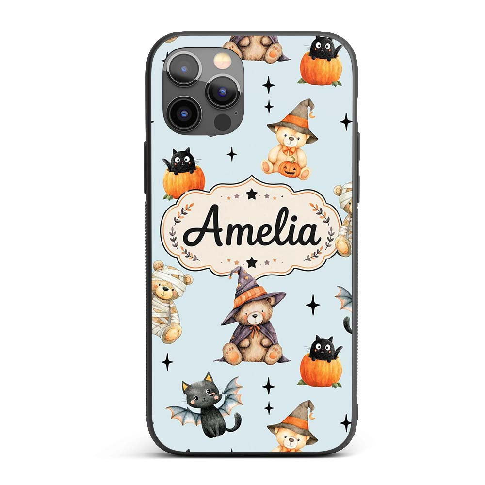 Cute Halloween Teddy Bears Mummy Printed Design Custom Name Protective Phone Case Mobile Cover Durable Everyday Smartphone Shock Resistant